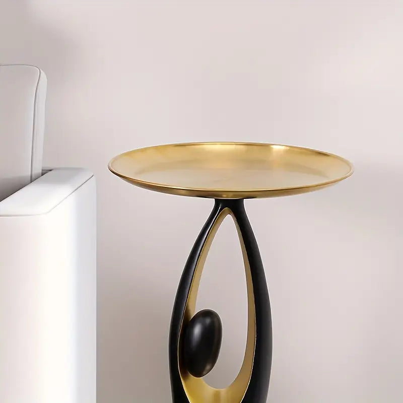 Sophisticated Black & Gold Resin Coffee Table Floor Sculpture