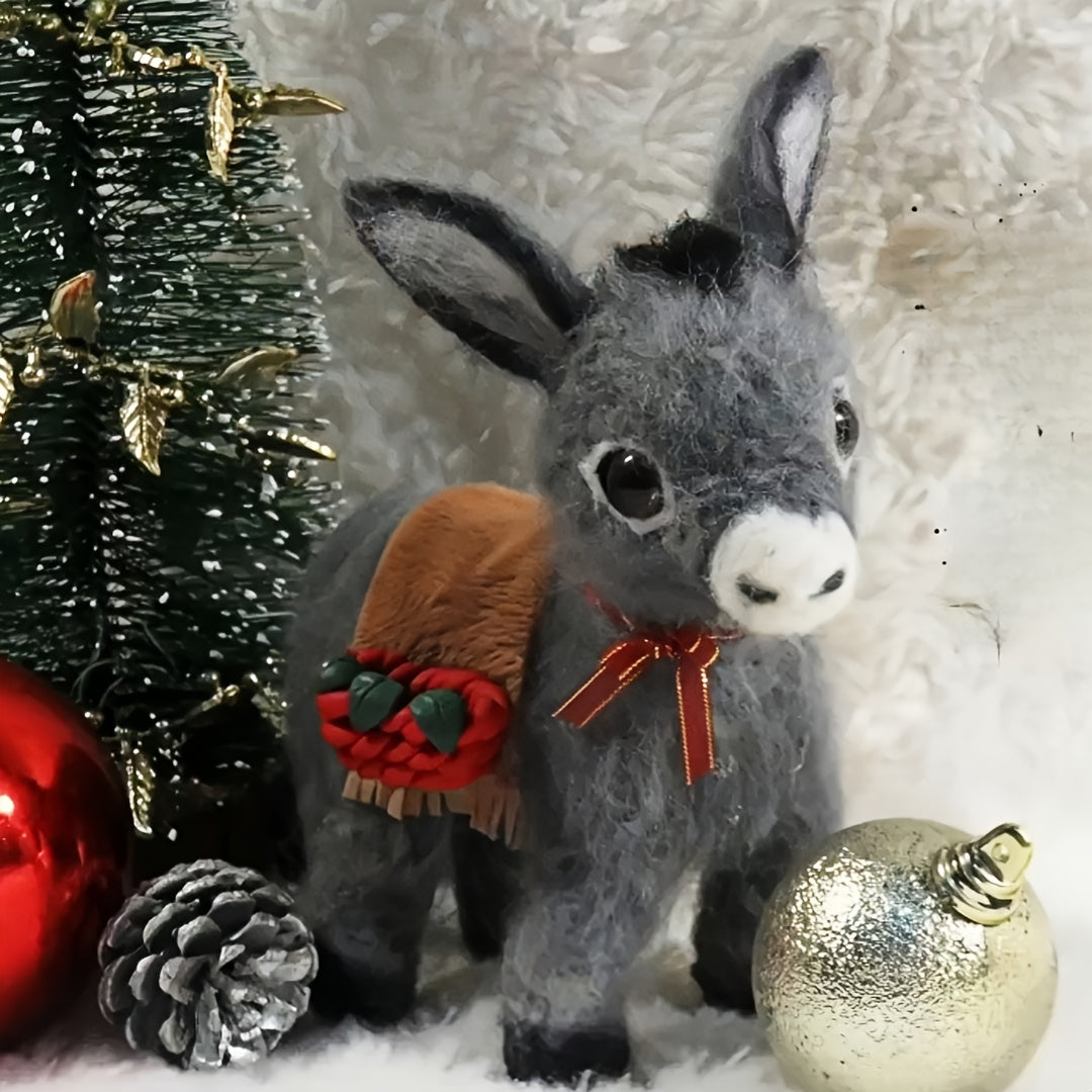 WoolieCraft™ DIY Needle Felting Animal Kit – Fox, Raccoon, Elephant & Donkey (Complete Beginner-Friendly Set)