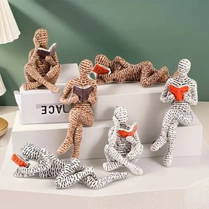 “Quiet Contemplations” — 3-Piece Resin Reading Figure Statue Set