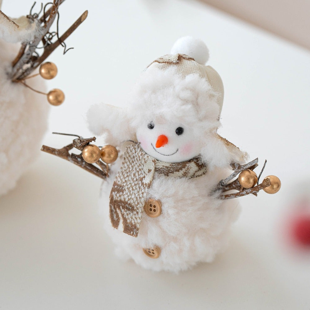 “Golden Frost” – Knitted Christmas Snowman Doll