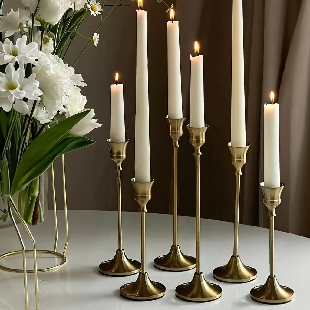 “Lumière Elegance” – 6-Piece European-Style Metal Candlestick Set