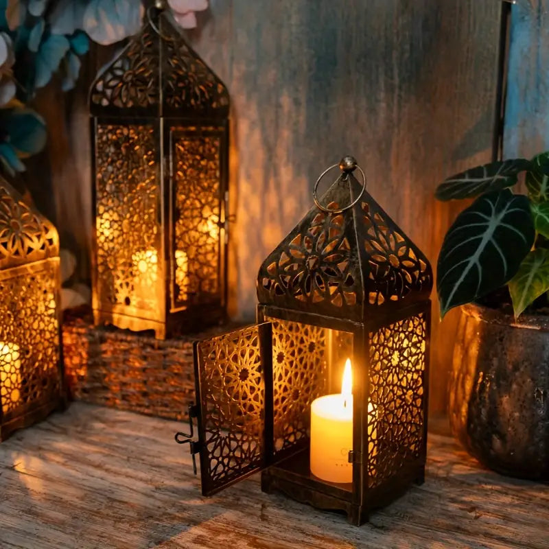 “Lumière du Maroc” — 2-Pack Ornamental Metal Lanterns