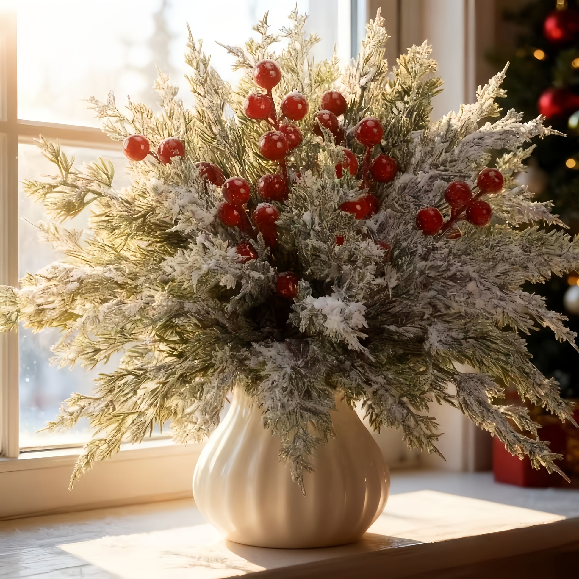 EverBerry™ 6-Piece Artificial Pine Branch & Red Berry Set