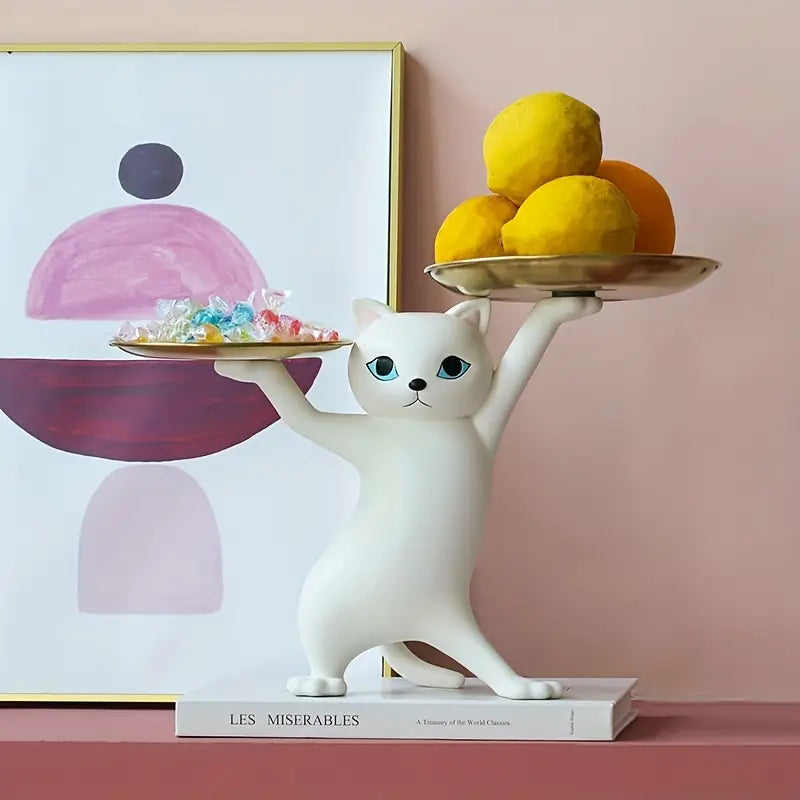 Château Chat” — Luxe Nordic Cat Tray Sculpture