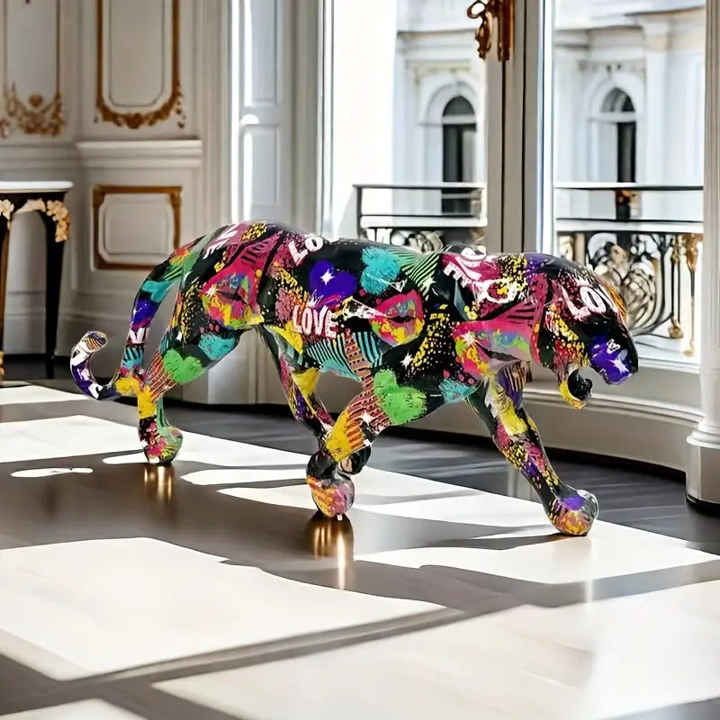 Colorful Leopard LOVE Statue
