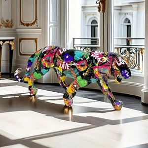 Colorful Leopard LOVE Statue