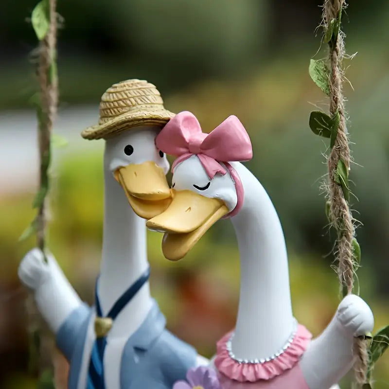 Love’s Swing – Classic Resin Duck Couple Figurine