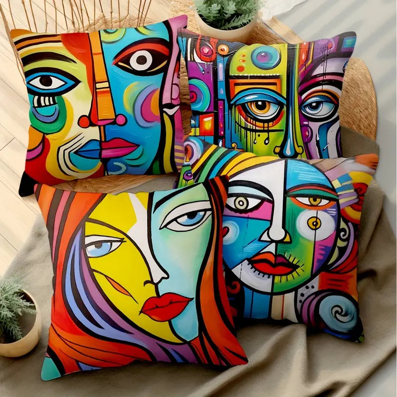Serene Canvas™ | Set of 4 Abstract Art Throw Pillow Covers