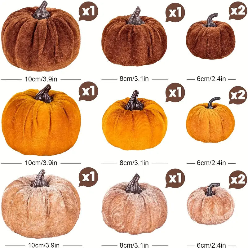 Velvet Autumn Charm – 12pcs Pumpkin Décor Set