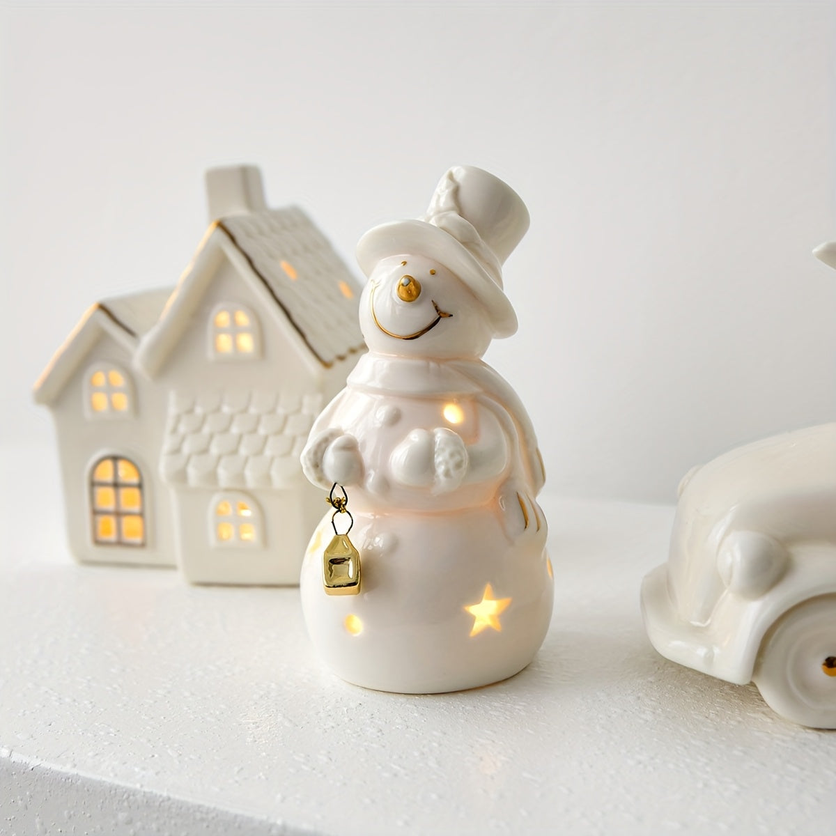 GlowFest™ Self-Lit Snowman & Mini Tree Hanging Ornament