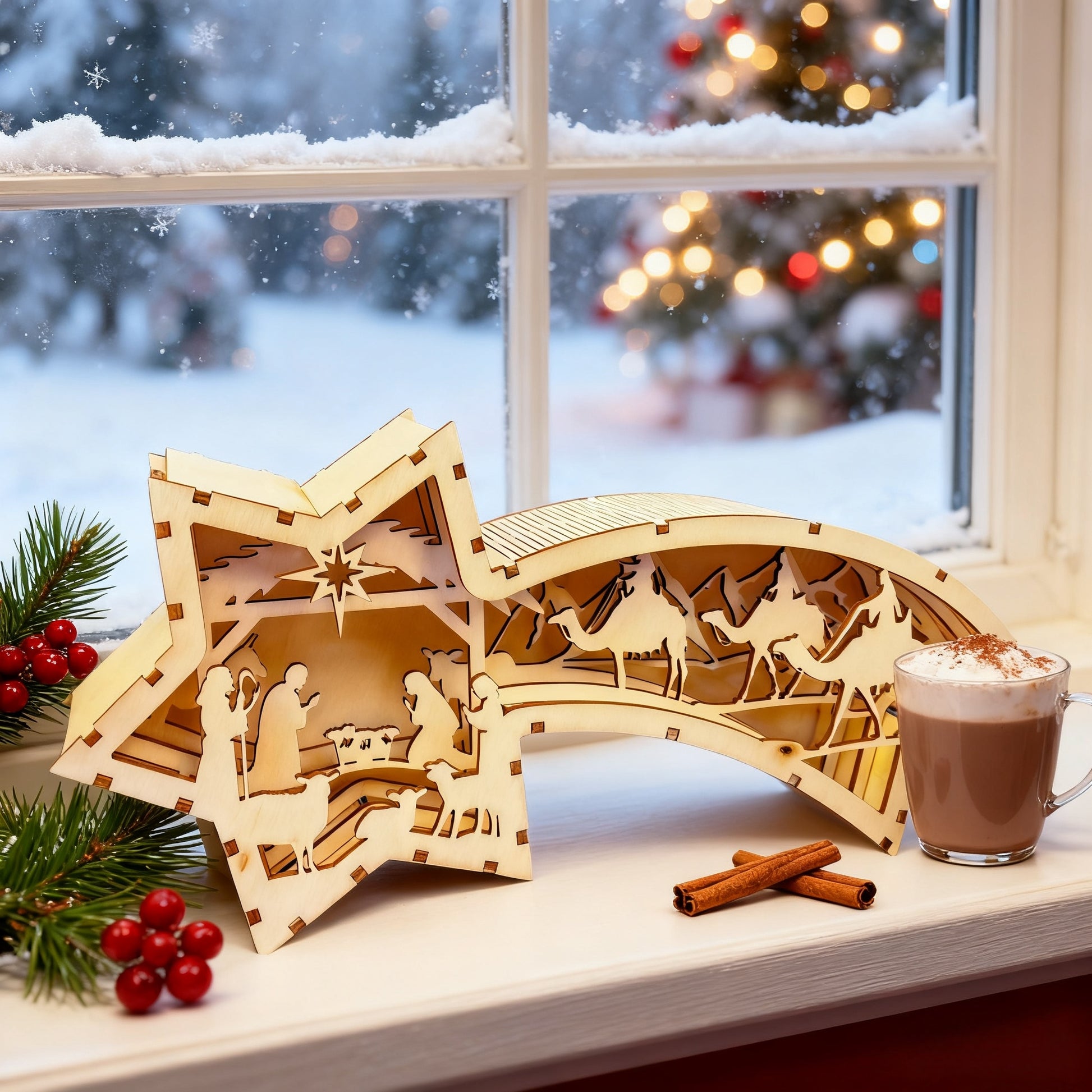 StarryFaith™ Unfinished Wooden Nativity Scene