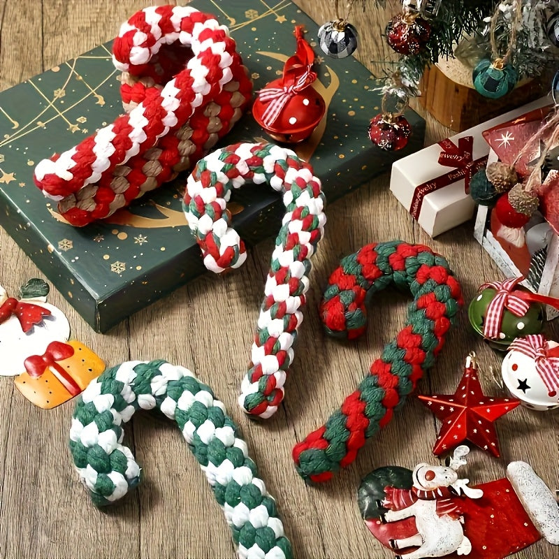 PawJoy™ 4-Piece Christmas Candy Cane Rope Toys