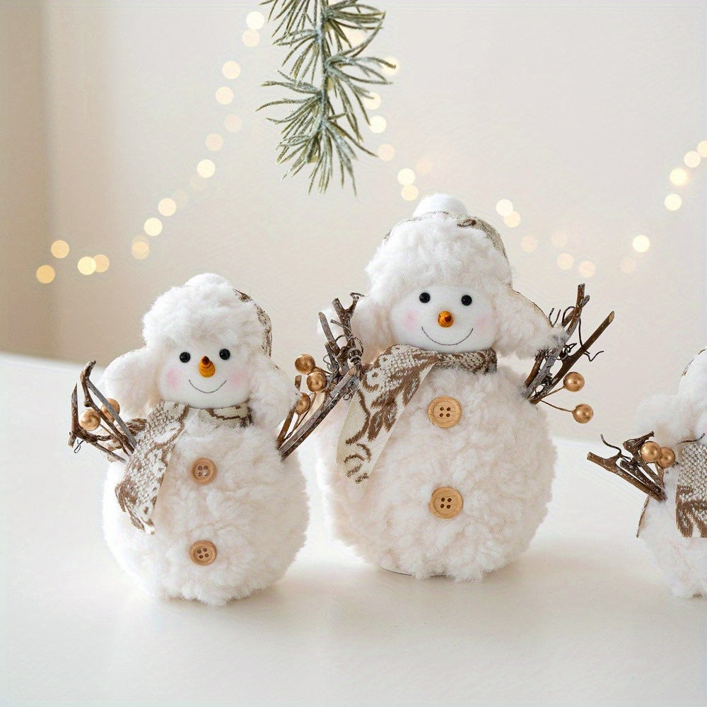 “Golden Frost” – Knitted Christmas Snowman Doll