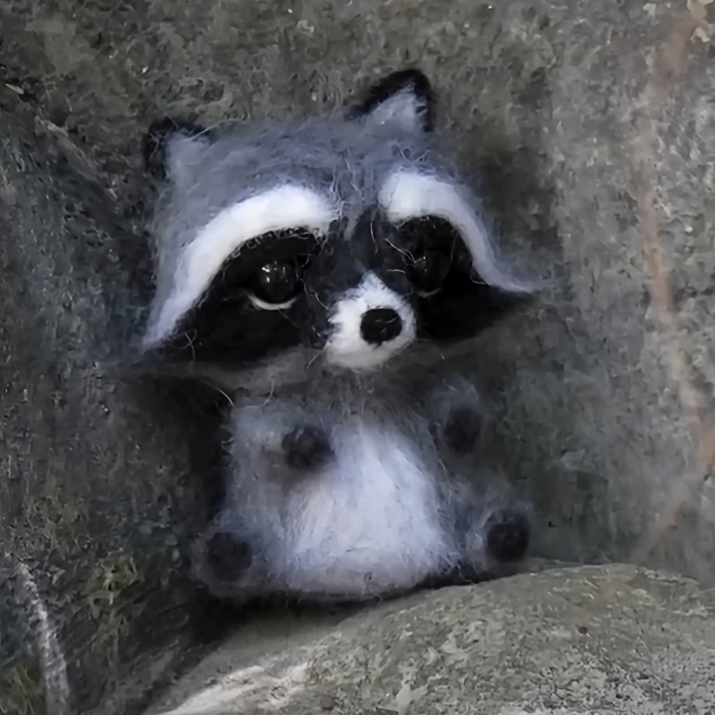 WoolieCraft™ DIY Needle Felting Animal Kit – Fox, Raccoon, Elephant & Donkey (Complete Beginner-Friendly Set)