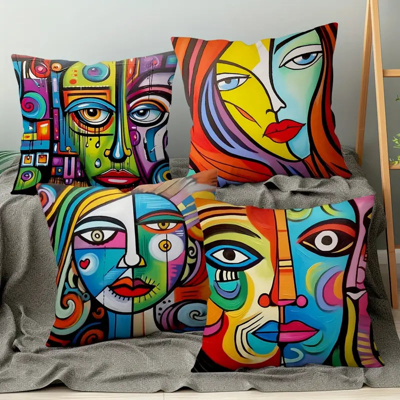 Serene Canvas™ | Set of 4 Abstract Art Throw Pillow Covers