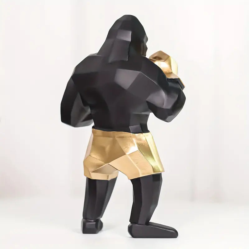 Champion’s Roar – Elegant Resin Boxing Gorilla Figurine