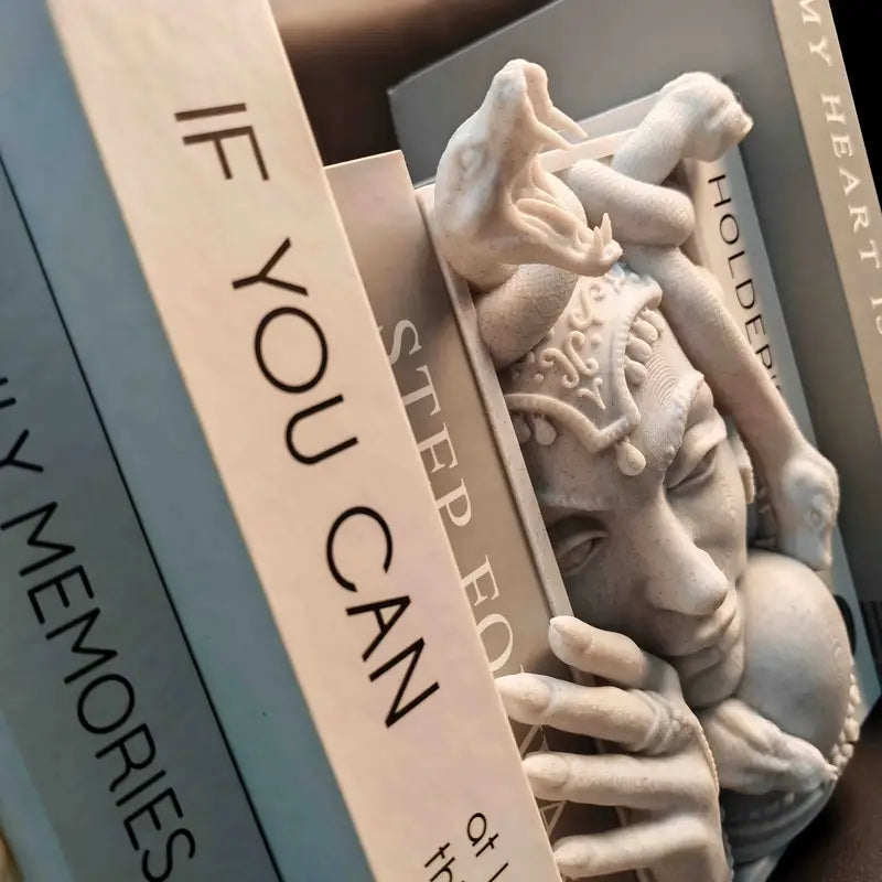 "Medusa’s Hold" – Mythical Statue Bookends