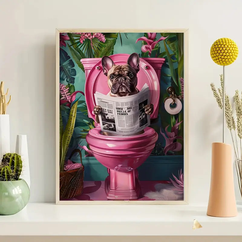Pardon My Paws: Frenchie Toilet Reading Canvas