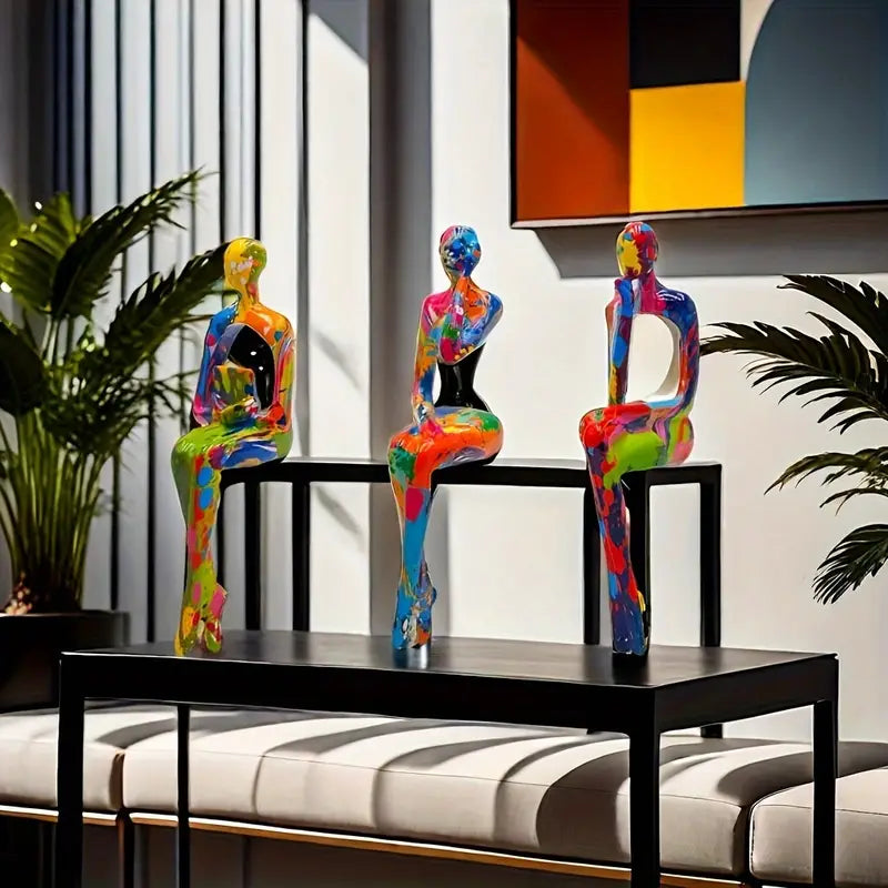 3-Piece Set Abstract Resin Figurines