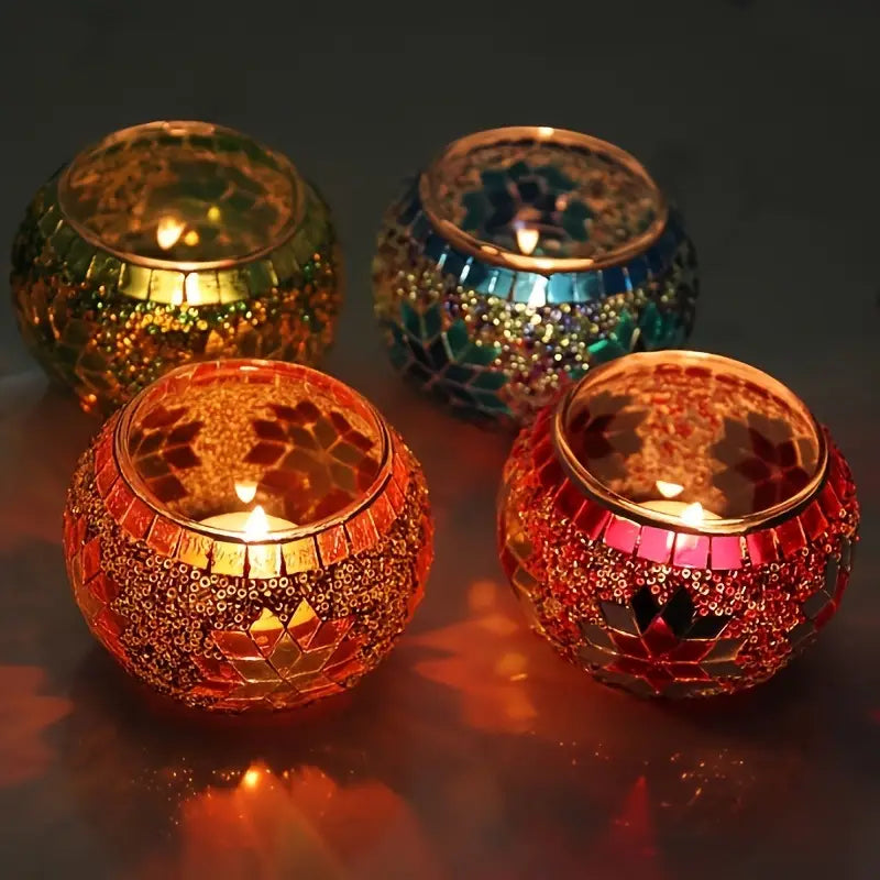Lustra™ | 4-Piece Glass Candle Holder Set
