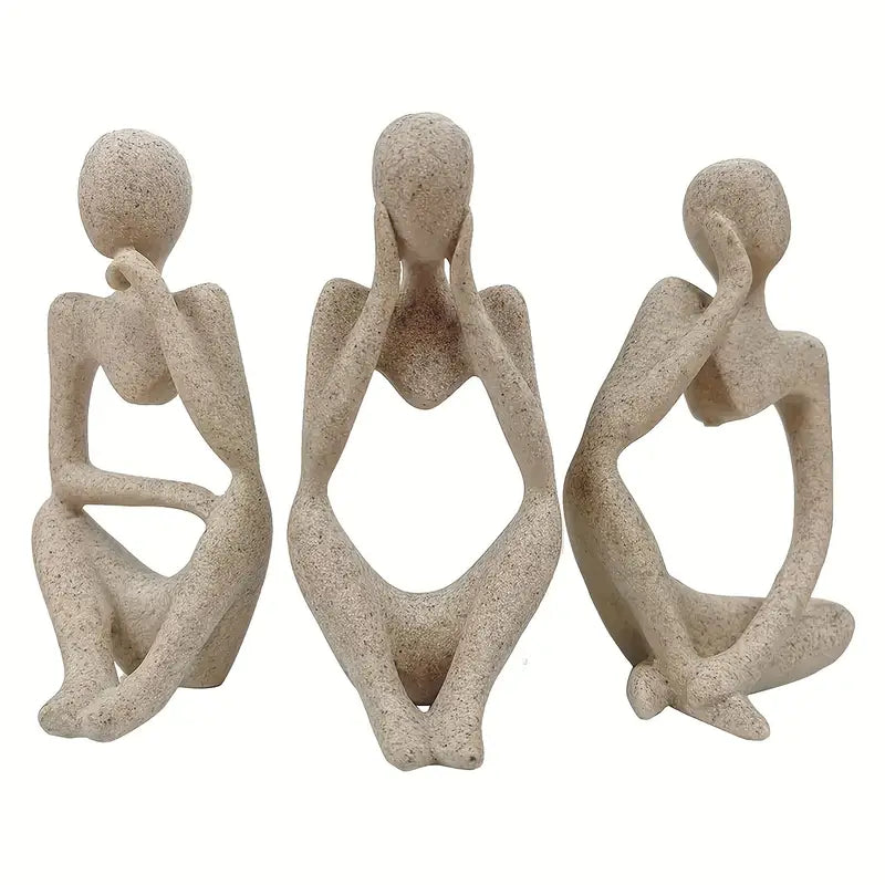 “Trio de Pensée” — Abstract Sitting Figure Sculptures