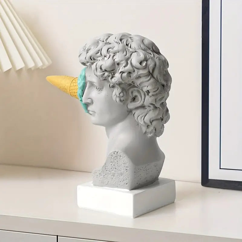 “David à la Crème” — Resin Sculpture with Ice Cream Cone
