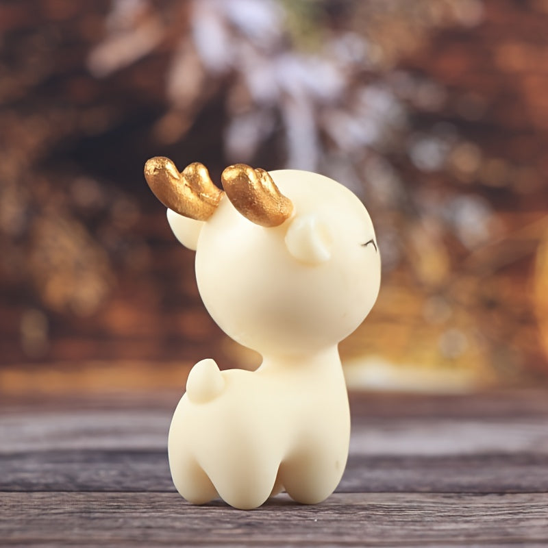 “Nordic Glow” – 2-Piece Mini Christmas Reindeer Resin Statues