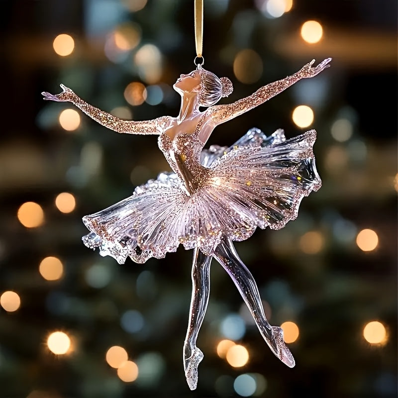“Twinkle Pirouette” – 6-Piece Ballerina Acrylic Christmas Ornaments