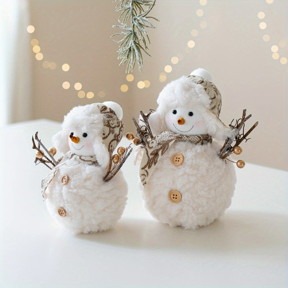 “Golden Frost” – Knitted Christmas Snowman Doll