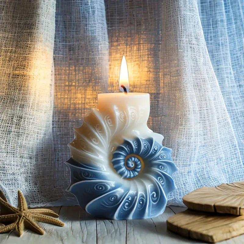 Coastal Flame – Sculpted Seashell Spiral Candle